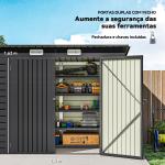 Abrigo de Jardim 2,7m² 249x121x183 cm Abrigo de Exterior com Porta Dupla 2 Ventilaç4oes e Trava Abrigo para Pátio Cinza