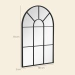 Espelho Decorativo de Parede 60x91 cm Espelho de Metal para Sala de Jantar Dormitório Entrada Estilo Moderno Preto