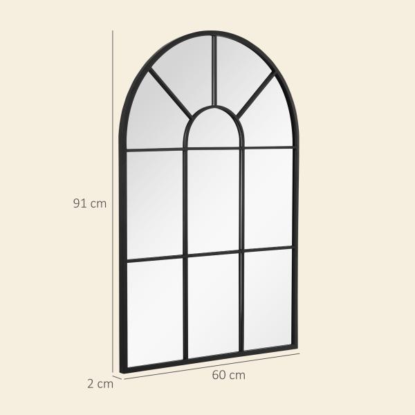 Espelho Decorativo de Parede 60x91 cm Espelho de Metal para Sala de Jantar Dormitório Entrada Estilo Moderno Preto