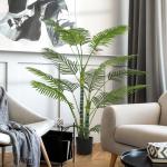 Planta Artificial Decorativa 170 cm Palmeira Artificial com Vaso e Folhas para Interior Casa Sala Escritório Verde