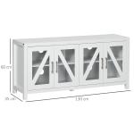 Móvel de TV para Televisores de até 58" com 4 Portas de Vidro Temperado e Prateleiras Ajustáveis 130x35x60 cm Branco