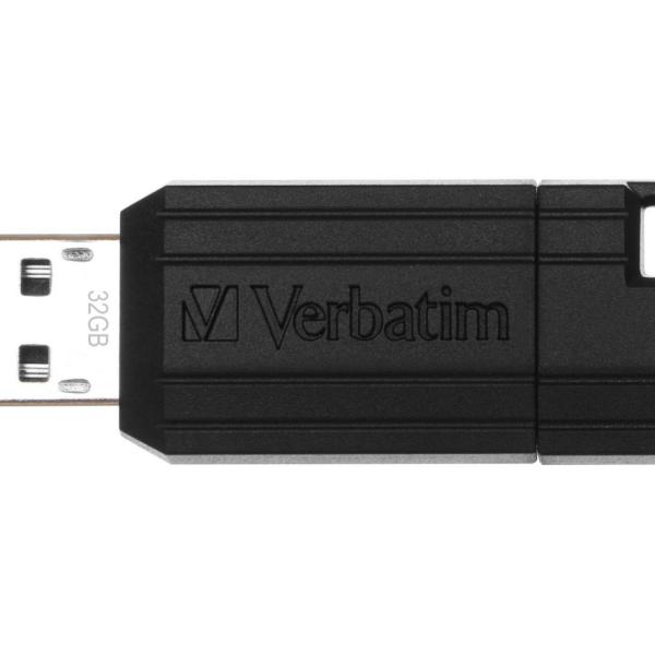 Pen Drive PinStripe USB2.0 32GB (Preto) - VERBATIM