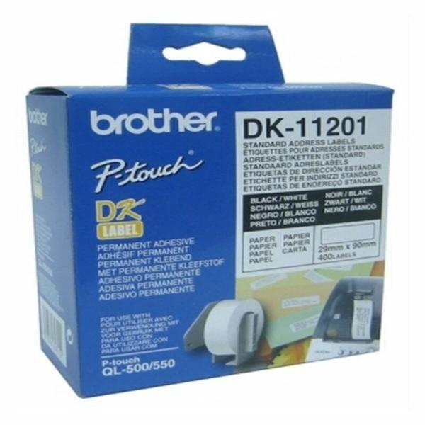 Etiquetas para Impressora Brother DK11201 29 x 90 mm Preto Branco