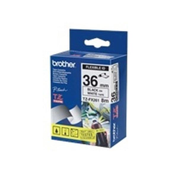 Cinta laminada para máquinas rotuladoras Brother TZEFX261 Branco Preto/Branco