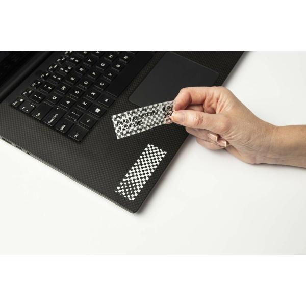 Cinta laminada para máquinas rotuladoras Brother TZE-SE4 Fita de segurança Preto/Branco 18mm