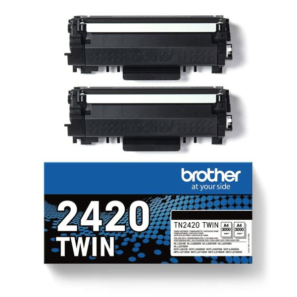 Tinteiro de Tinta Original Brother TN2420TWIN Preto