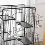 Gaiola para Pequenos Animais com 6 Níveis Gaiola para Roedores com Rodas Rampa e Bandeja Amovível 61,5x44x131 cm Preto