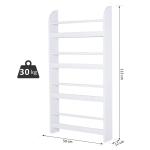 Estante de Parede para Livros com 4 Prateleiras Estante de Livros para Escritório Dormitório Entrada Carga Máxima 30 kg 56x12x113 cm Branco