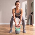 Kettlebell de 8 kg Pesa Russa Preenchida de Areia Metálica e Alça Antiderrapante para Treino em Casa Ginásio 19x19x28 cm Cinzento