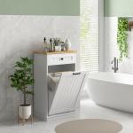 Móvel Auxiliar Casa de Banho Armário Casa de Banho com Gaveta Cesto para Roupa Móvel Casa de Banho Moderno 52x33x90 cm Branco