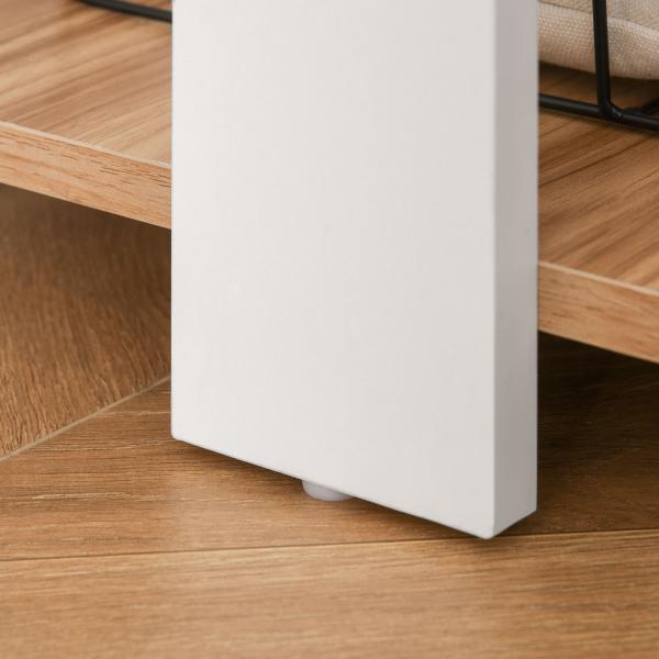 Secretária de Canto 136x130x72 cm com Prateleiras Mesa de Computador em Forma de L para Escritório Casa Branco e Madeira