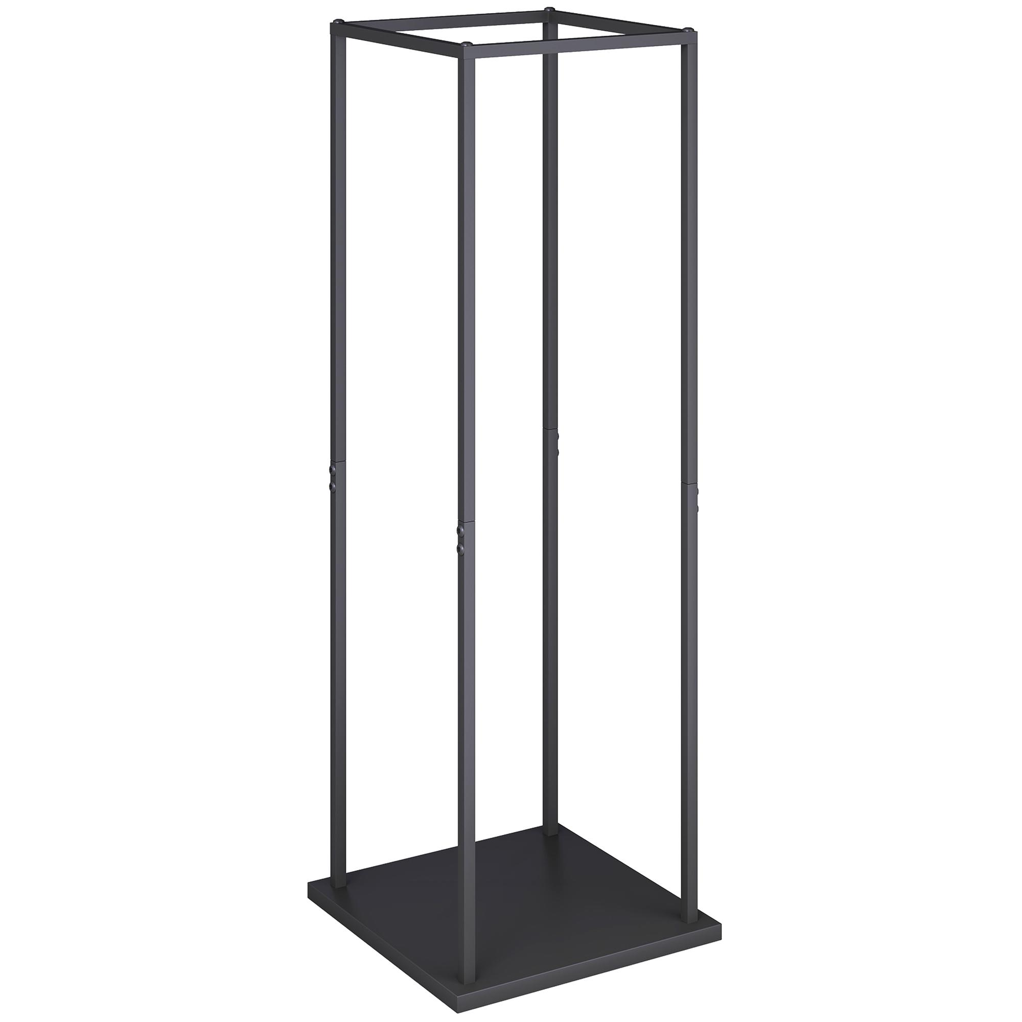 Suporte para Lenha Metálico para Lareira com Base Elevada Capacidade de 100 kg 33x33x110 cm Preto