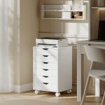 Bloco de Gavetas Móvel Arquivador com 6 Gavetas Suporte para Impressora com Rodas 40x35x63 cm Branco