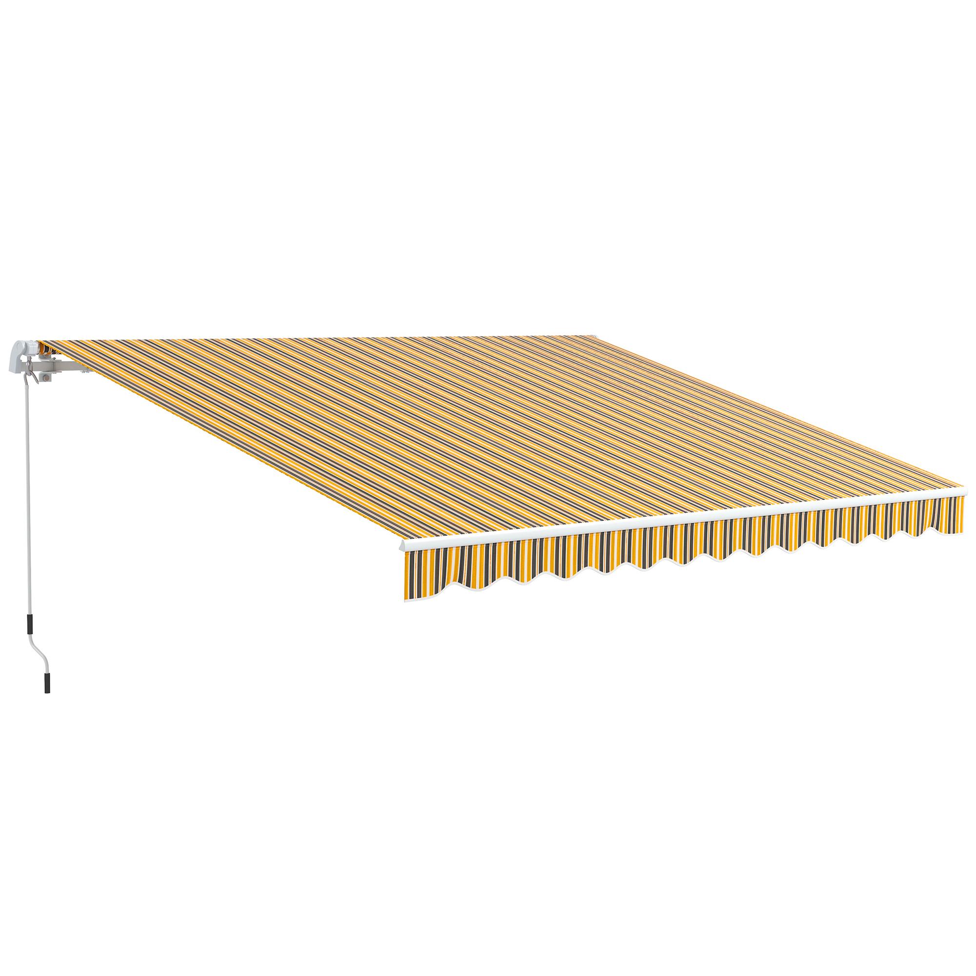Toldo Manual Retrátil 350x250 cm com Manivela de Metal Impermeável e Anti - UV para Jardim Terraço Janelas Cinza e Amarelo