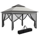 Tenda Dobrável 3,26x3,26x2,72 m com Altura Ajustável 4 Painéis de Malha Proteção UV30+ e Bolsa de Transporte Cinza