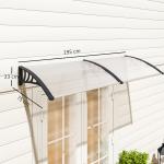 Marquise para Portas e Janelas 195x75cm Marquise com Proteção para Sol e Chuva com Painéis de Policarbonato Transparente