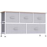 Cómoda com 5 Gavetas de Tecido Cómoda para Quarto Estrutura Metálica 100x30x54 cm Cinzento