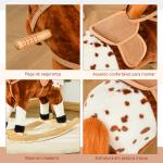 Cavalo Baloiço de Pelúcia para Crianças entre 3 - 6 Anos com Sons de Relincho 74x28x65 cm Marrom