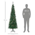 Árvore de Natal Artificial 195 cm Árvore de Natal com 556 Ramos Árvore de Natal Slim com 25 Pinhas Base Dobrável Ø54x195 cm Verde