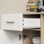Armário de Cozinha Alto com 3 Portas, 9 Prateleiras, Gaveta e Prateleiras Ajustáveis, Estilo Moderno, 80x35x180 cm, Branco e Carvalho