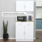 Armário de Cozinha com Gaveta 4 Portas e Prateleiras Interiores Ajustável em Altura Móvel Auxiliar de Armazenamento Moderno para Sala de Jantar Sala de Estar 80x40x180cm Branco