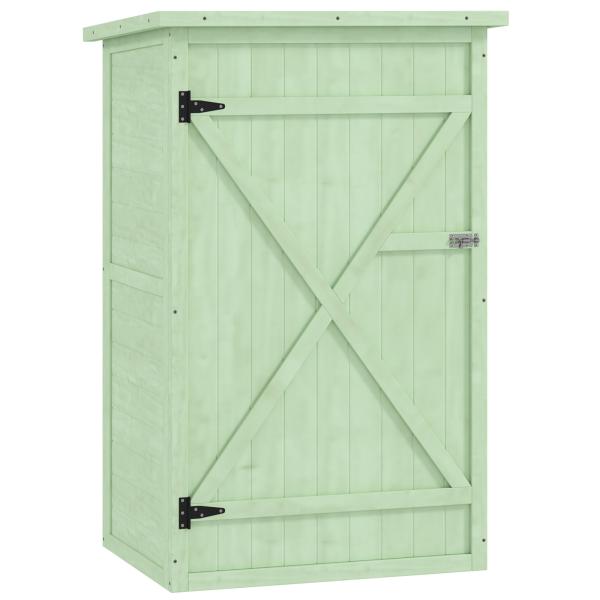 Armário de Jardim em Madeira para Exterior com 2 Prateleiras e Telhado de Asfalto 75x56x115 cm Verde