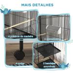 Gaiola para Pássaros Convertível em Somente Uma com Rodas 4 Comedouros e 4 Poleiros e Bandejas Amovíveis 78x75x168 cm Preto