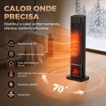 Aquecedor Elétrico Cerâmico PTC 2000W com 4 Modos, Chama Dinâmica, Comando, Oscilação 70° e Proteção contra Sobreaquecimento
