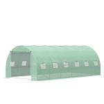 Estufa Tipo Túnel 600x300x200 cm com Porta 12 Janelas Cobertura de PE 140g/㎡ para Cultivo de Plantas e Verduras Verde