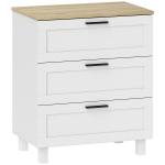Cómoda Estreita com 3 Gavetas Cómoda de Quarto com Pés de Madeira Estilo Moderno 60x38x71 cm Branco