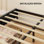 Cama de Casal 140x190 cm Estrado com 3 Gavetas e Estrutura Metálica Suporta 363 kg Cinzento
