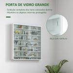 Vitrina de Parede em Madeira com Prateleiras Ajustáveis e 2 Portas Deslizantes de Vidro 80x9,5x83 cm Branco