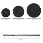 Conjunto de Halteres Pesos Fitness 40kg Ajustável Musculação com Barra de Aço e Discos para Ginásio Casa Preto e Prata