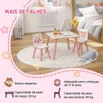 Conjunto de Mesa e Cadeiras para Crianças de 3 Peças Mesa Infantil com 2 Cadeiras Conjunto de Móveis para Atividades Rosa
