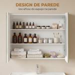 Armário Casa de Banho com Espelho e Luz LED Interruptor Tátil e Cor da Luz Ajustável 80x15x65 cm Branco Brilhante