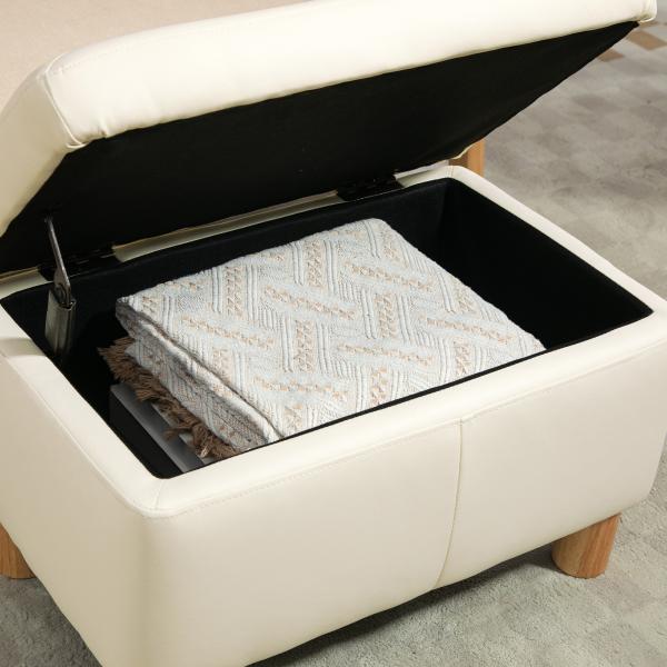 Baú de Armazenamento para Dormitório 33L Puff de Armazenamento Estofado em PU Banco de Arrumação 60x38x40 cm Creme