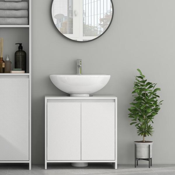 Móvel para Lavatório Pousar Moderno com Prateleira Anti - Tombo Carga 40 kg 60x30x60 cm Branco