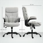 Cadeira de Escritório com Massagem Aquecimento Apoios de Braços Rebatíveis e Controlo Remoto 66x67x113 - 121 cm Cinzento