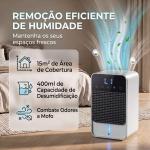 Desumidificador 0,4 L/Dia para 15 m² Depósito 1,2 L Luz RGB Temporizador 12 h Ecrã LED Preto