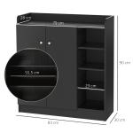 Sapateira com 2 Portas Prateleiras Interiores e 4 Prateleiras Exteriores com Altura Ajustável 83x30x90 cm Preto