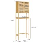 kleanklin Móvel de Bambú sobre Sanita Armário Alto para Casa de Banho com 2 Portas 1 Prateleira Interior e 1 Prateleira de Armazenamento 60x23x173cm Natural