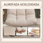 Poltrona Giratória Moderna Poltrona de Sala de Estar com Base de Cruz Estofada em Chenille Impermeável Assento Extra Largo e Pernas de Aço Poltrona Relax para Sala de Estar Quarto 75x95x90 cm Creme
