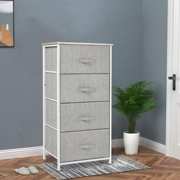 Cómoda Organizador com 4 Gavetas de tecido para sala de estar quarto 45x30x92cm