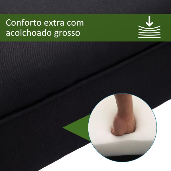 Banco de Pé de Cama Banco com Braços Curvados Estofado e Pés de Madeira Carga Máxima 130kg 102x31x51cm Preto