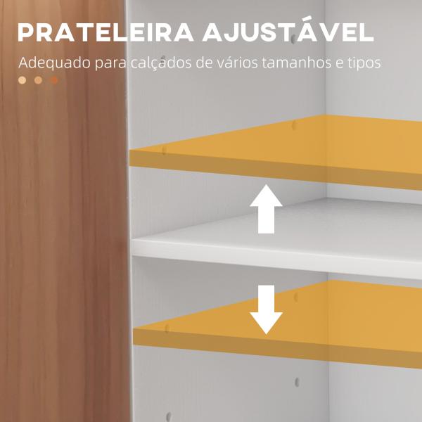 Sapateira com 2 Portas Prateleiras Interiores e 4 Prateleiras Exteriores com Altura Ajustável 83x30x90 cm Madeira