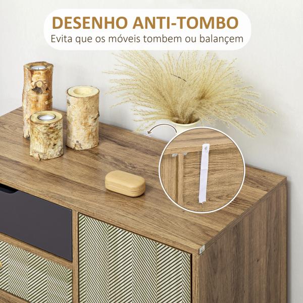 Cómoda de Madeira com 4 Gavetas Prateleira Ajustável e Pés de Metal para Sala de Estar Dormitório 79x39x86cm Marrom