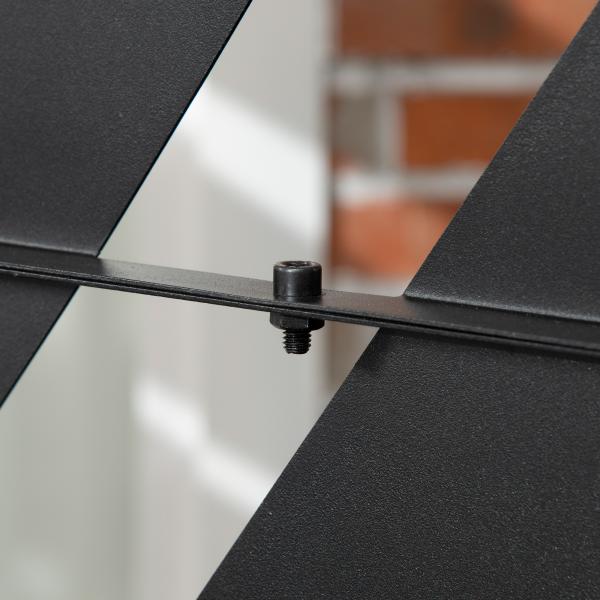 Biombo de 3 Peças Separador de Ambientes com Desenho de Folha de Bananeira Biombo para Exterior 122x45x198 cm Preto