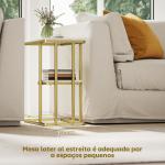 Mesa Auxiliar Estrutura em C Mesa Auxiliar Estreita de 2 Níveis com Prateleira 50x30x57,5 cm Branco Efeito Mármore