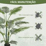 Planta Artificial Decorativa 170 cm Palmeira Artificial com Vaso e Folhas para Interior Casa Sala Escritório Verde