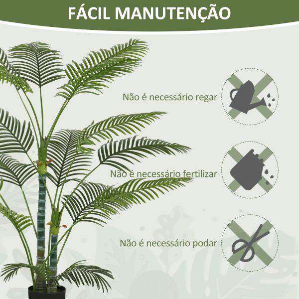 Planta Artificial Decorativa 170 cm Palmeira Artificial com Vaso e Folhas para Interior Casa Sala Escritório Verde